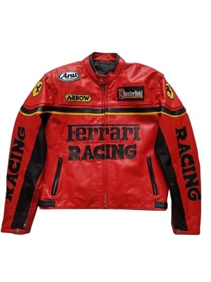 red ferrari racing leather jacket Rare-Leather