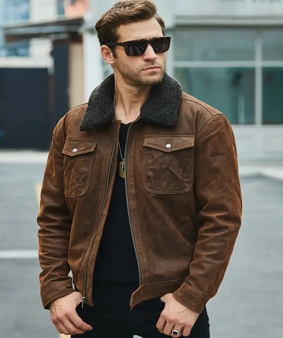 Chris Mens Real Brown Leather Jacket